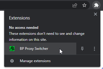 activate BP Proxy Switcher as chrome extension.