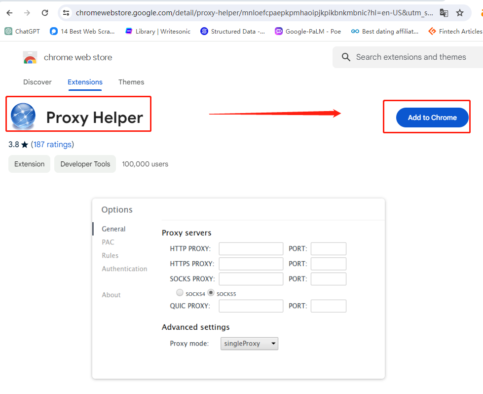 proxy helper in chrome extension