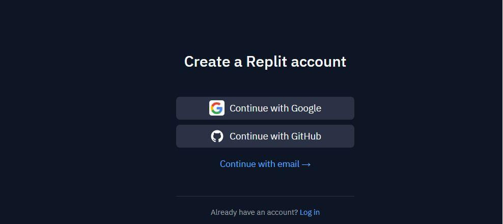 Create a replit Account.
