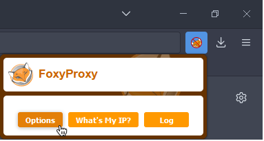 click foxy proxy icon, and press the Options button