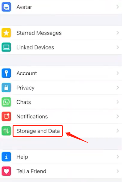 storage and data in android whatsapp setting