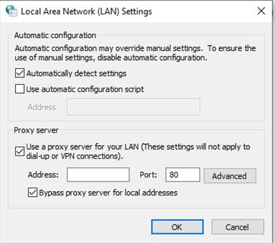 LAN Settings in windows system