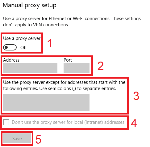 Manual Proxy Setup