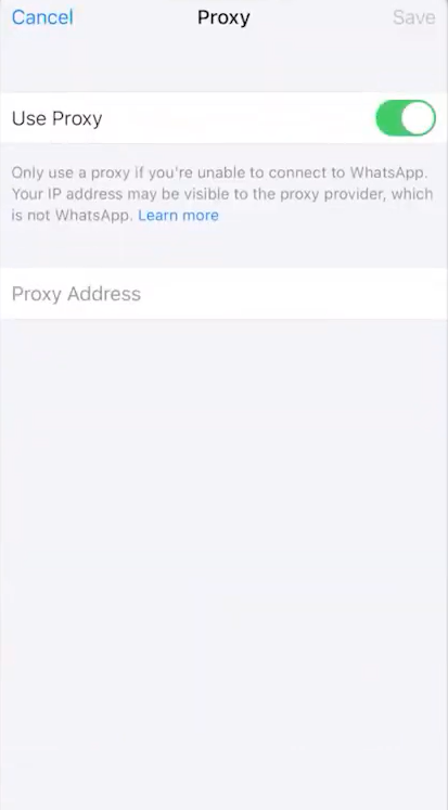 open use proxy in android whatsapp