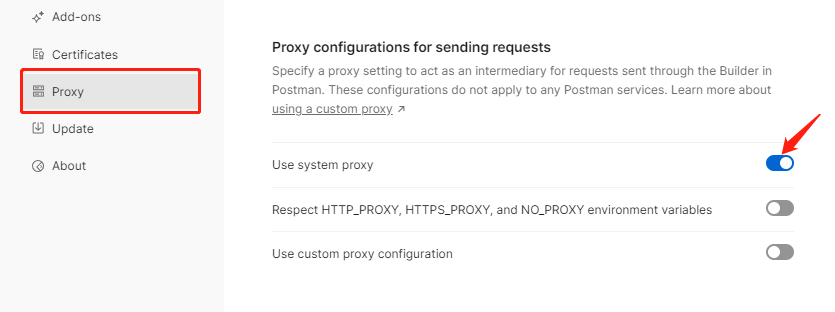 use system proxy in postman