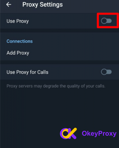 Enable the “Use Proxy or Add Proxy”