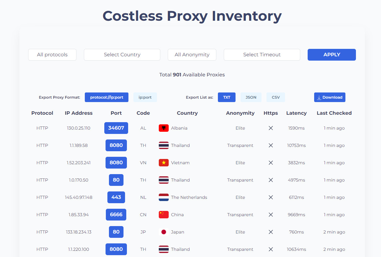 proxyscrape free proxies